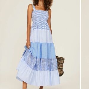 Sandro Tropea shirred cotton midi dress